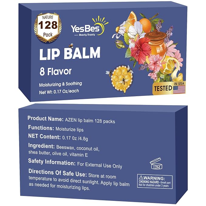 YesBes 128 Pack Lip Balm, Natural Lip Balm Bulk - Image 9