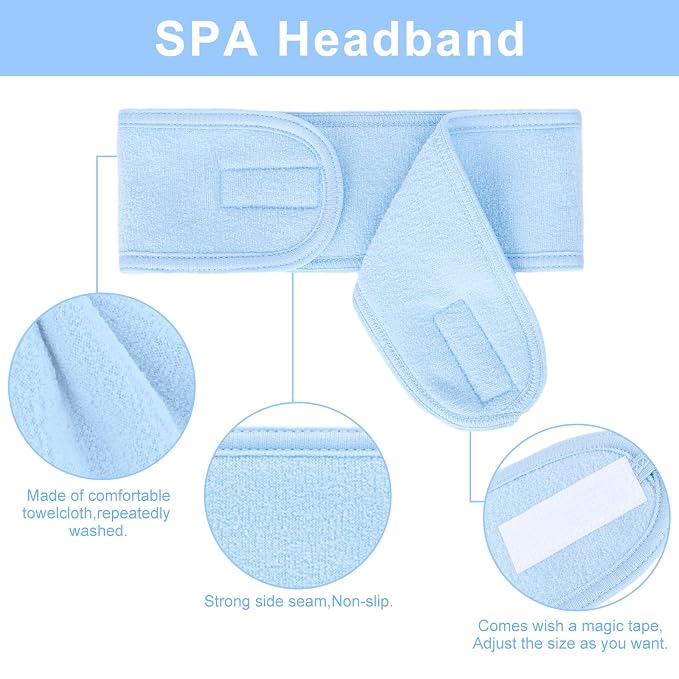 Whaline Spa Facial Headband Head Wrap Terry Cloth Headband 4 Counts Stretch - Image 3
