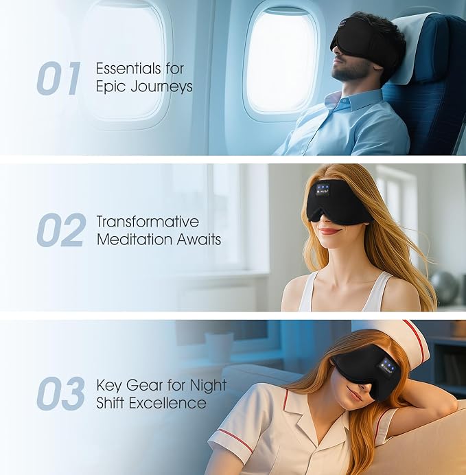 ZUMUSEN Bluetooth Sleep Headphones, 3D Wireless Music Eye Mask - Image 8