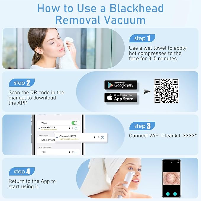Facial Pore Blackhead Remover Vacuum, 1080P Camera Blackhead Remover, 20x Zoom - Image 6