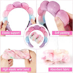 Zkptops Spa Headband for Washing Face Wristband Set Sponge Makeup Skincare - Image 5