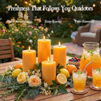 Orange Lemongrass Scented Pillar Candles 4 Pack, 60 Hours Long Lasting Burn - Image 2