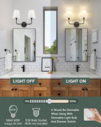 2-Light Bathroom Light Fixtures, Matte Black Vanity Lights, Double Wall Sconce - Image 3