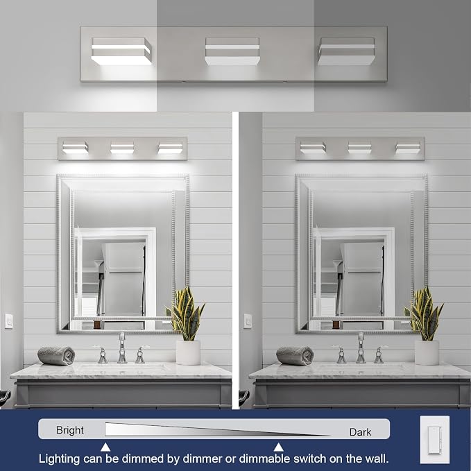 SineRise LED Modern Bathroom Vanity Light Fixtures, Brushed Nickel Modern - Image 5