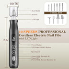 PELCAS Electric Nail Grinder, 10 Speeds Cordless Nail Drill - Image 5