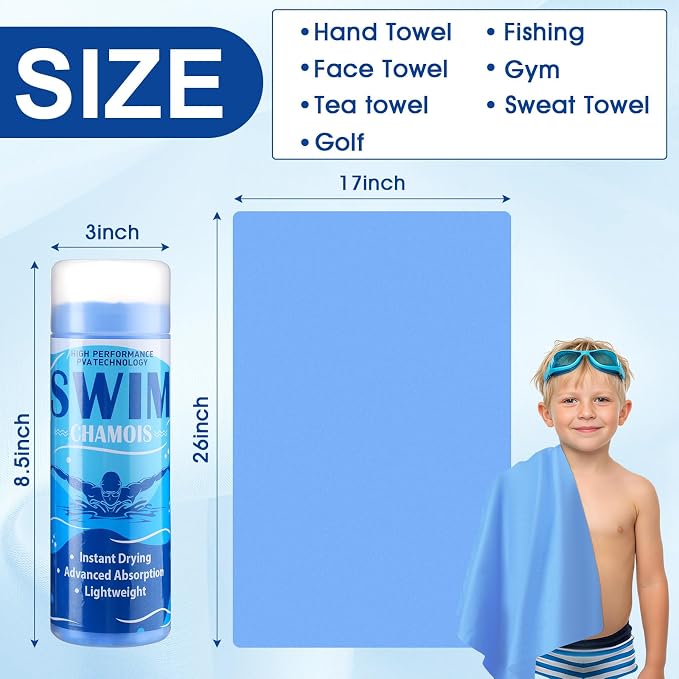 SmoothNovelty 2 Pack Swim Chamois Towel Water Absorbent Quick Dry Towel Shammy - Image 2