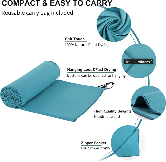 Rainleaf Microfiber Towel Perfect Travel & Gym & Camping Towel. Quick Dry - Image 3