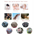 Shower Cap for Women Men Shower Hat Waterproof-Double Layer-Reusable Elastic - Image 8