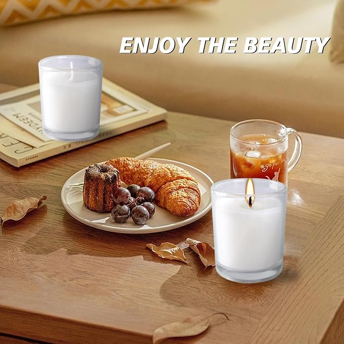 48 Pack Warm White Unscented Clear Glass Filled Votive Candles. Hand Poured Wax - Image 2