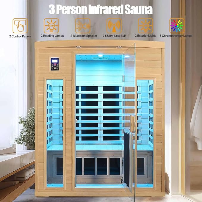 3 Person Infrared Sauna 0-5mG Ultra Low EMF Far Infrared Sauna - Image 2