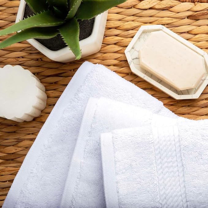 SUPERIOR Egyptian Cotton Pile 3 Piece Towel Set, Includes 1 Bath, 1 Hand - Image 4