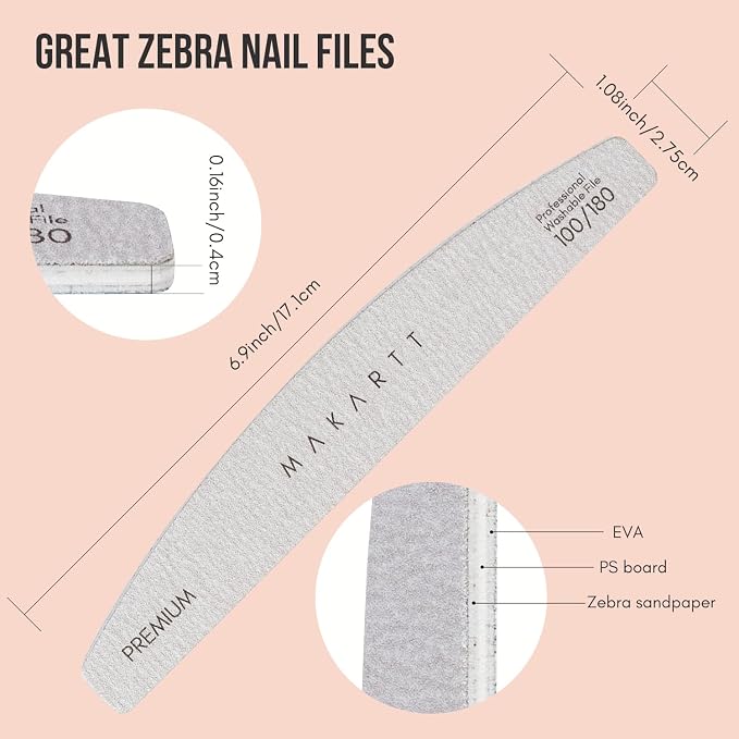 Makartt Nail File, 100/180 Grit 20 Pcs Nail Files - Image 5