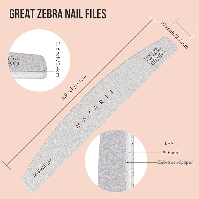 Makartt Nail File: Professional Nail Files, 100/180 Grit Emery Boards - Image 7