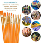 BOSOBO Paint Brushes Set, 10 Pieces Round Pointed Tip Paintbrushes Nylon Hair - Image 3