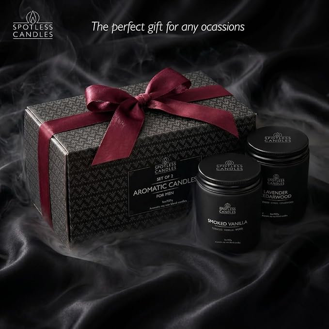 Mens Candle 2 x 8oz Pack Smoked Vanilla and Lavender Cedarwood Scents - Image 7