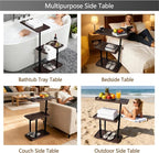 3 Layer Bathtub Tray Table, Bamboo Swivel Bathtub Side Table Height Adjustable - Image 7