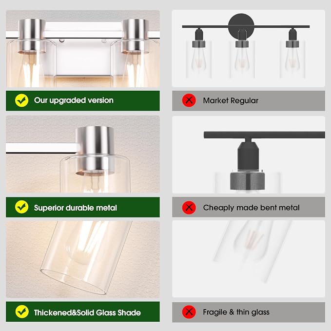 4-Light Modern Vanity Light Fixtures Over Mirror, Brushed Nickel Bathroom Light - Image 2