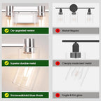 4-Light Modern Vanity Light Fixtures Over Mirror, Brushed Nickel Bathroom Light - Image 2