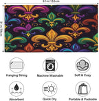 Colorful Mardi Gras Fleur De Lis Beach Towel Oversized Quick Dry Beach Blanket - Image 2