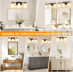 3-Lights Black and Gold Bathroom Lighting Fixtures Over Mirror, Anti-Rust - Image 7