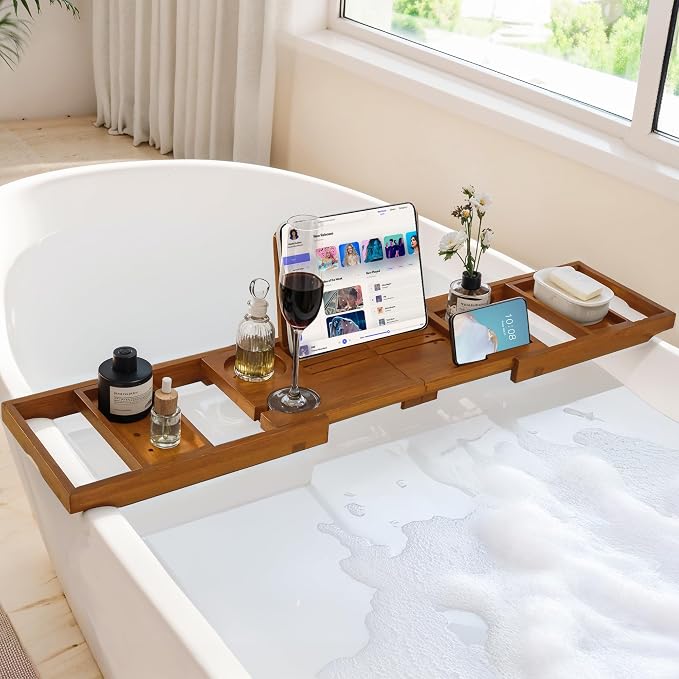 Teak Bathtub Tray, Luxury Bath Table Tray - Image 7