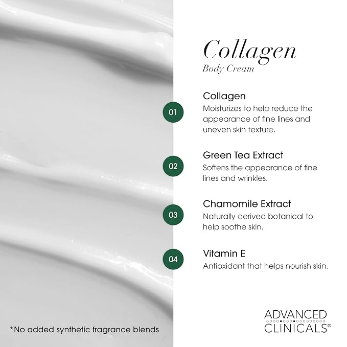 Advanced Clinicals Collagen Cream Body Lotion & Face Moisturizer W/Vitamin E | - Image 5