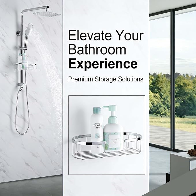 Rain Shower System with 304Stainless Steel Shelf, 12 Inch Rainfall Shower Head - Image 2