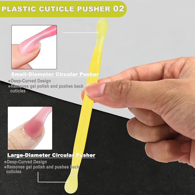 2Pcs Plastic Cuticle Pusher, Dual-end Dead Skin Nail Pusher, Gentle Plastic - Image 3