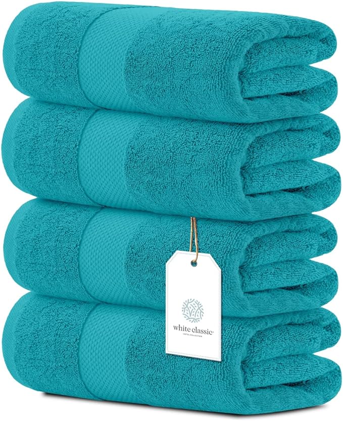White Classic Luxury Bath Towels Set of 4 Large by WhiteClassic
