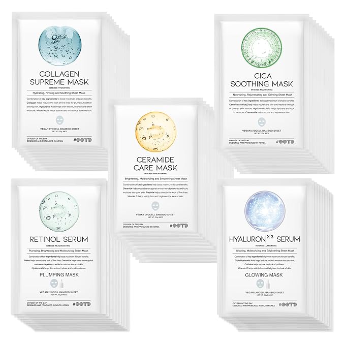50Combo Korean Face Sheet Mask Gift Pack, Brightening, Rejuvenating, EVE Vegan by OOTDBeauty