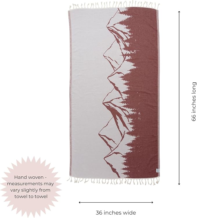 InfuseZen Turkish Towel with Mountain Landscape – 100% Organic Turkish Cotton - Image 3
