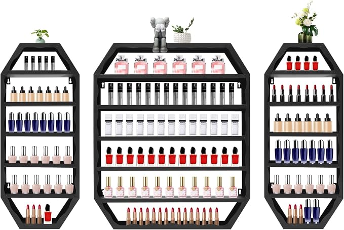 Nail Polish Organizer Wall Mounted, Metal Nail Polish Storage Holder by Milzeone