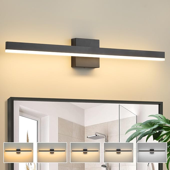 Black Bathroom Vanity Light 31.5 inch, 26W Dimmable 5CCT LED Modern Bathroom by Eicrkodn