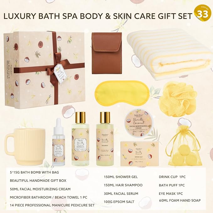 33 Pcs Coconut Vanilla Spa Gift Basket - Image 2