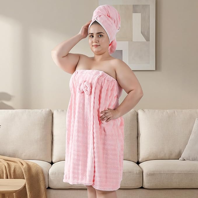 REDKISS Pink Plus Size Towel Wrap - Image 7