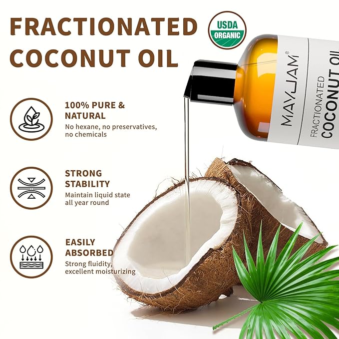 MAYJAM Organic Fractionated Coconut Oils Liquid 16oz, 100% Pure & Natural USDA - Image 2