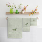 3 Pcs Eucalyptus Leaves Bathroom Towel Set Farmhouse Embroidered Eucalyptus - Image 3