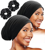 Sleep Cap Bonnet for Sleeping Black Women, Adjustable Cooling Ice Silk Lined by vidsel