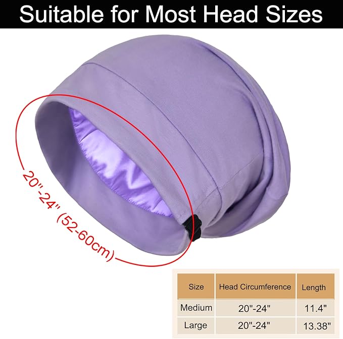 Satin Bonnet for Sleeping Night Cap, Adjustable Satin Lined Silk Bonnets Sleep - Image 5