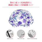 Violet Purple Rose Shower Cap For Women Adjustable Double Waterproof Layers - Image 5