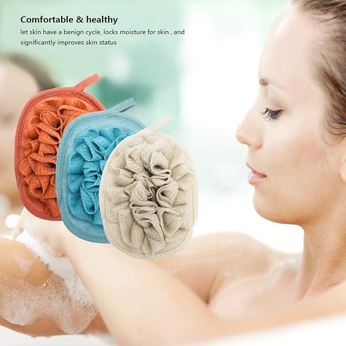 3 Pack Body Sponge Brushes Pouf Mesh Brush Shower Glove - Image 3