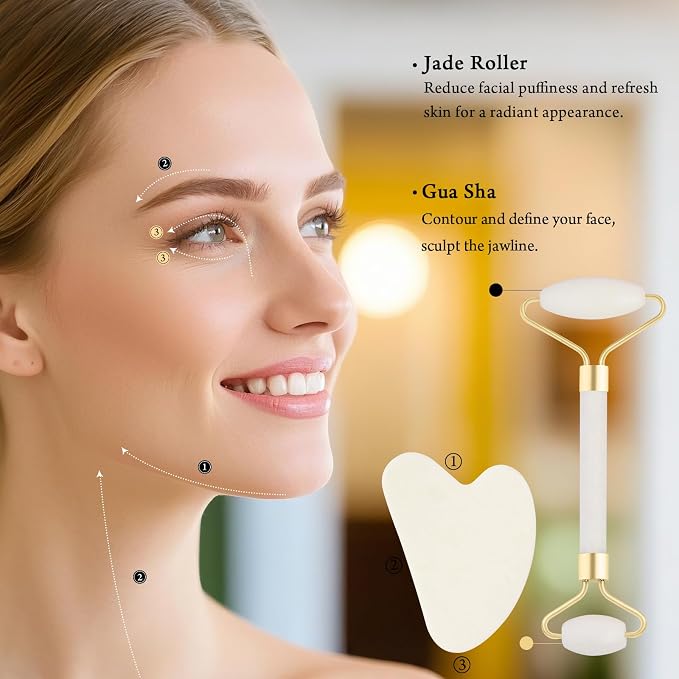 Real Perfection Gua Sha Facial Tools Face Roller - Image 3