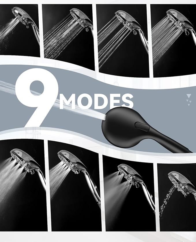 JDO Shower Head with Handheld, High Pressure Handheld Shower Head 9 Settings - Image 3