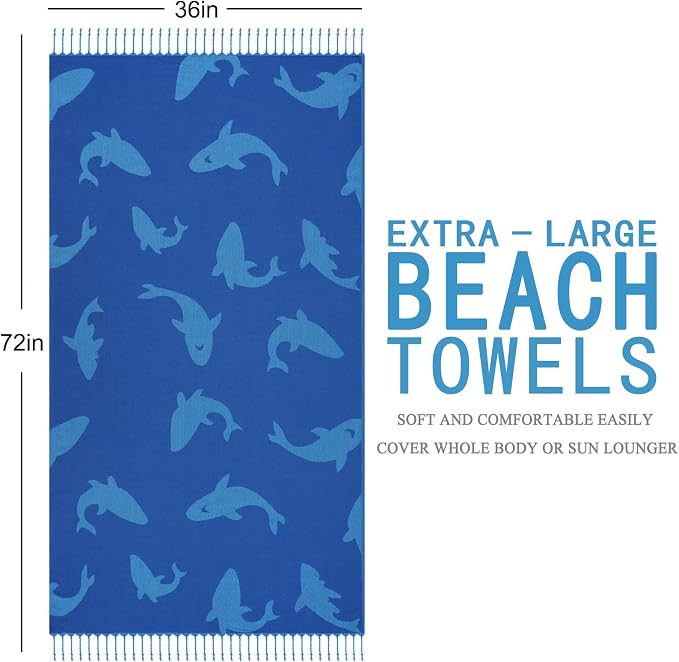 Genovega Oversized Cotton Turkish Beach Towels 72"x36" Lightweight Quick Dry - Image 6