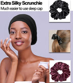 Sleep Cap Bonnet for Sleeping Black Women, Adjustable Cooling Ice Silk Lined - Image 4