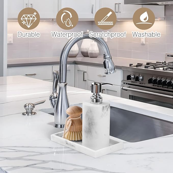 Luxspire Bathroom Vanity Tray, 8 x 4 inch Resin Kitchen Sink Tray - Image 2