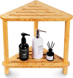 Bamboo 2-Tier Corner Shower Organizer, Waterproof Standing Shower Caddy Storage by Unknown