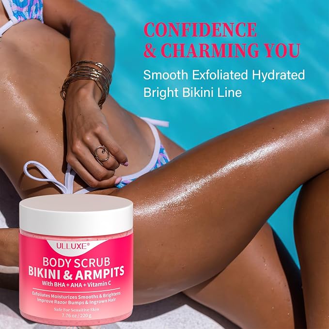 Bikini Area Exfoliator with 10% AHAs BHA & Vitamin C, Exfoliating Body Scrub - Image 8