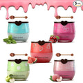 5PCS Bee Lip Balm Honey Pot，Mint&Juicy Peach&Watermelon&Cherry&Apple&Coconut by Charm+Kiss