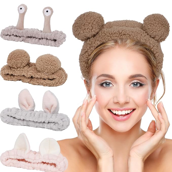 YISSION 4PCS Spa Headband cat/bear/Snail/Bunny Ears Head Band by YISSION